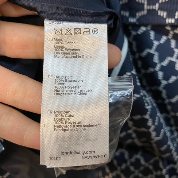 LONG TALL SALLY Size 10US Navy Blue White Trench Coat Belted Jacket UK RARE FIND - Picture 10 of 12